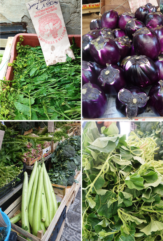 Le marché de Syracuse, vente de légumes