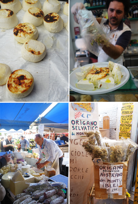 Marché de Syracuse, vente de ricotta et fromages