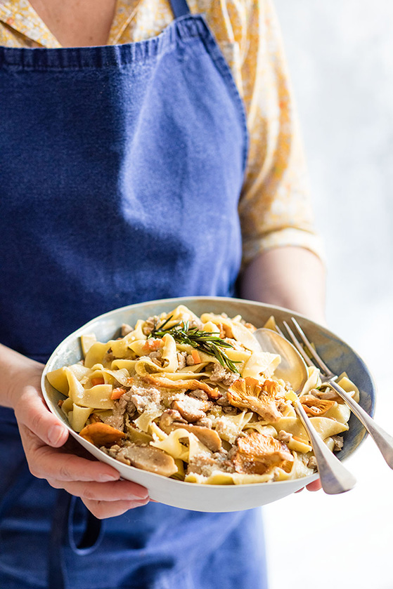 Tagliatelle au veau et champignons, recette de Laura Zavan