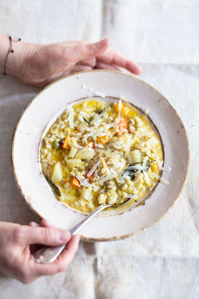 Soupe orzotto, recette de Laura Zavan