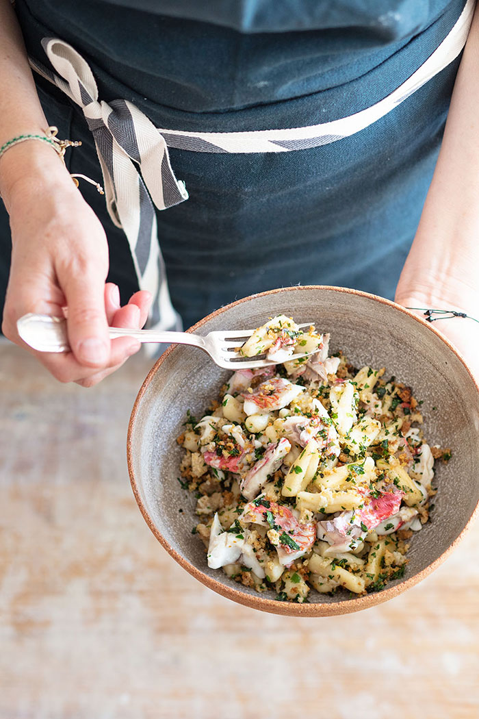 Pâtes cavatelli aux rougets, recette de Laura Zavan