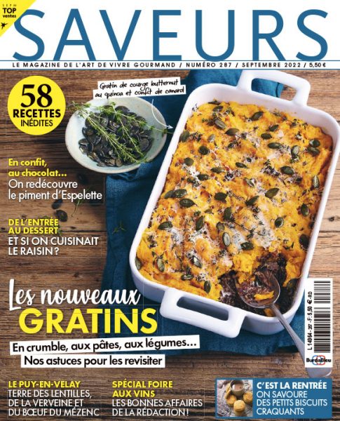 Couverture magazine Saveurs septembre 2022