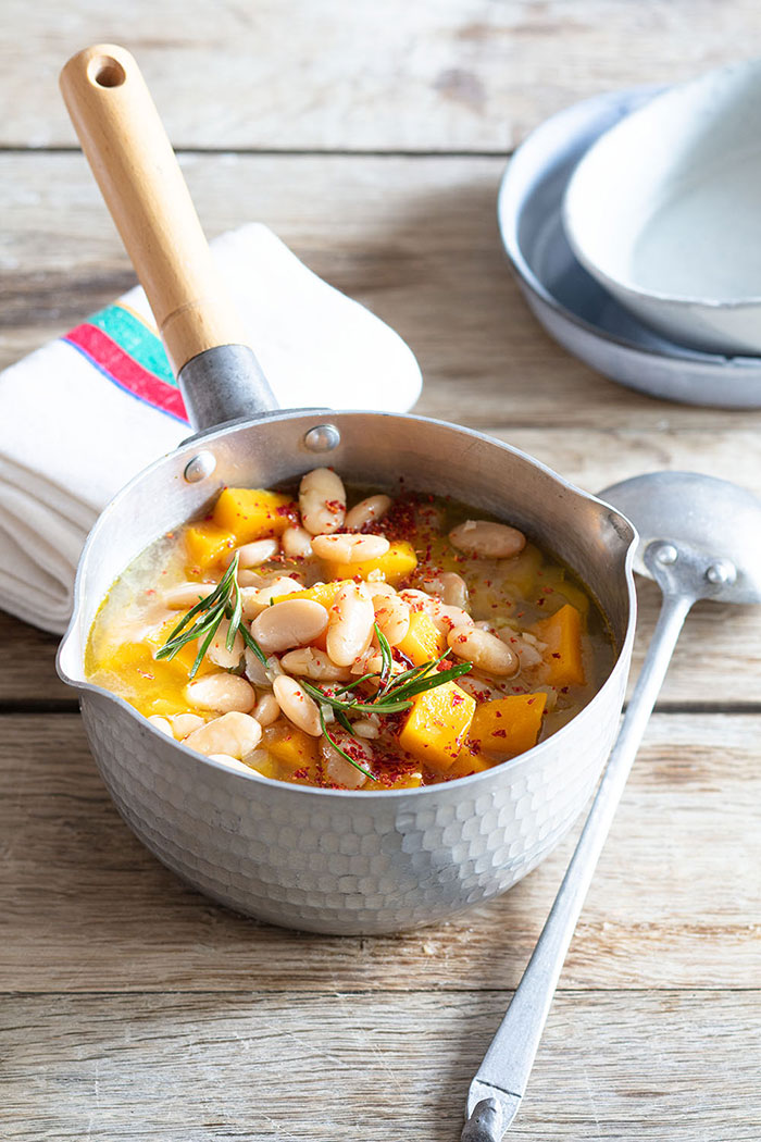 Soupe haricots et courge, recette de Laura Zavan