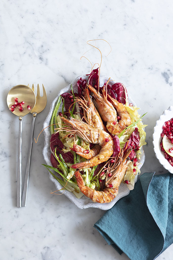 Salade de gambas, radicchio et guanciale