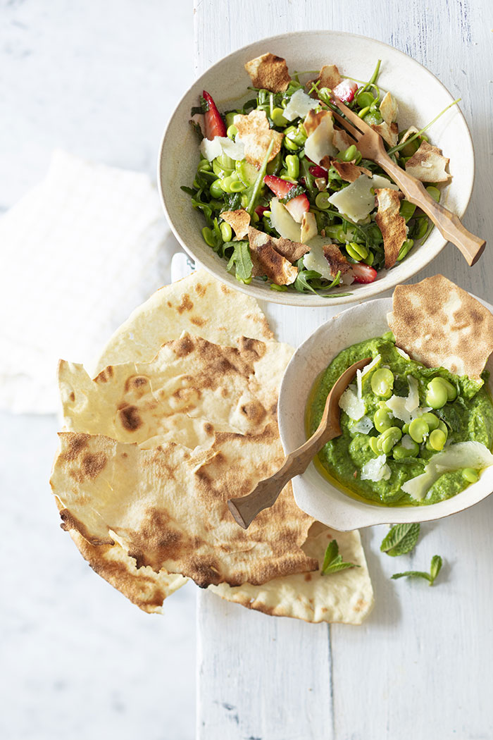 Pesto & salade de fèves, recette de Laura Zavan