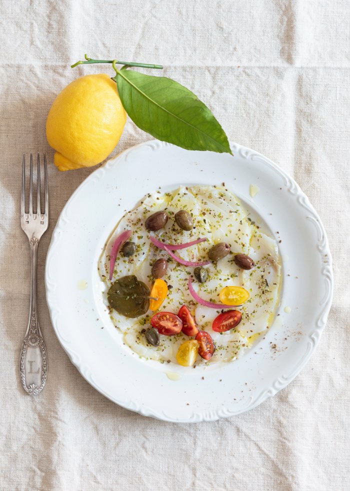 Carpaccio de morue, recette de Laura Zavan